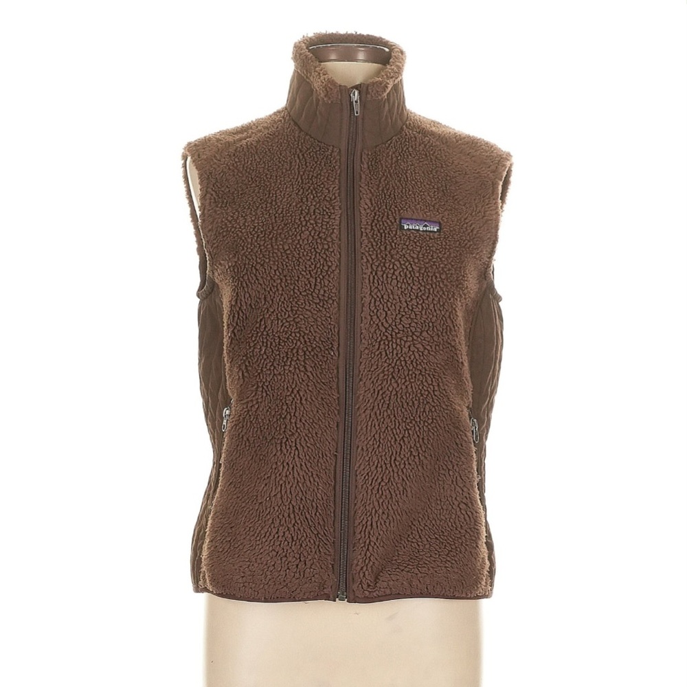 Patagonia Women's Brown Retro Pile Sherpa Fleece Vest - Zip Front